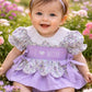 I Love Mom Purple Hand Smocked Floral Skirted Romper southernsweetpea