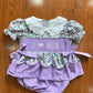 I Love Mom Purple Hand Smocked Floral Skirted Romper southernsweetpea