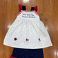 Land of the Free Because of the Brave Girl Short Set Hand French Knot Ambabie