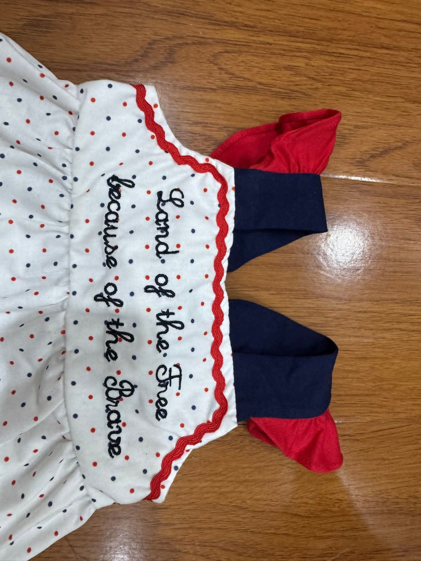 Land of the Free Because of the Brave Girl Bloomer Set Hand French Knot Ambabie