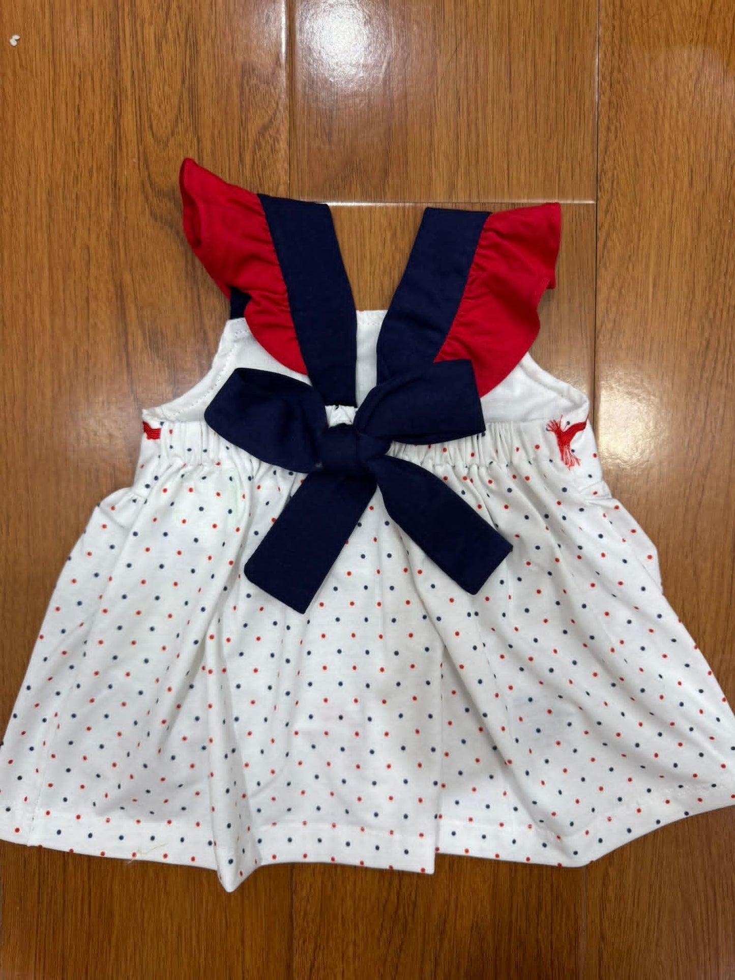 Land of the Free Because of the Brave Girl Short Set Hand French Knot Ambabie