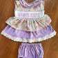 Premium Collection Mama's Bestie Hand Smocked Purple Floral Bloomer Set Ambabie