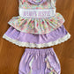 Premium Collection Mama's Bestie Hand Smocked Purple Floral Short Set Ambabie
