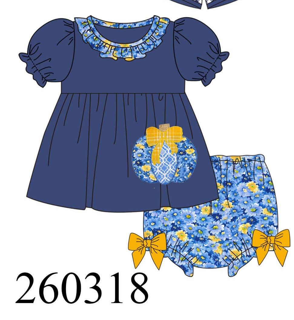 Navy Pumpkin Applique Collection- Eta August Boyis