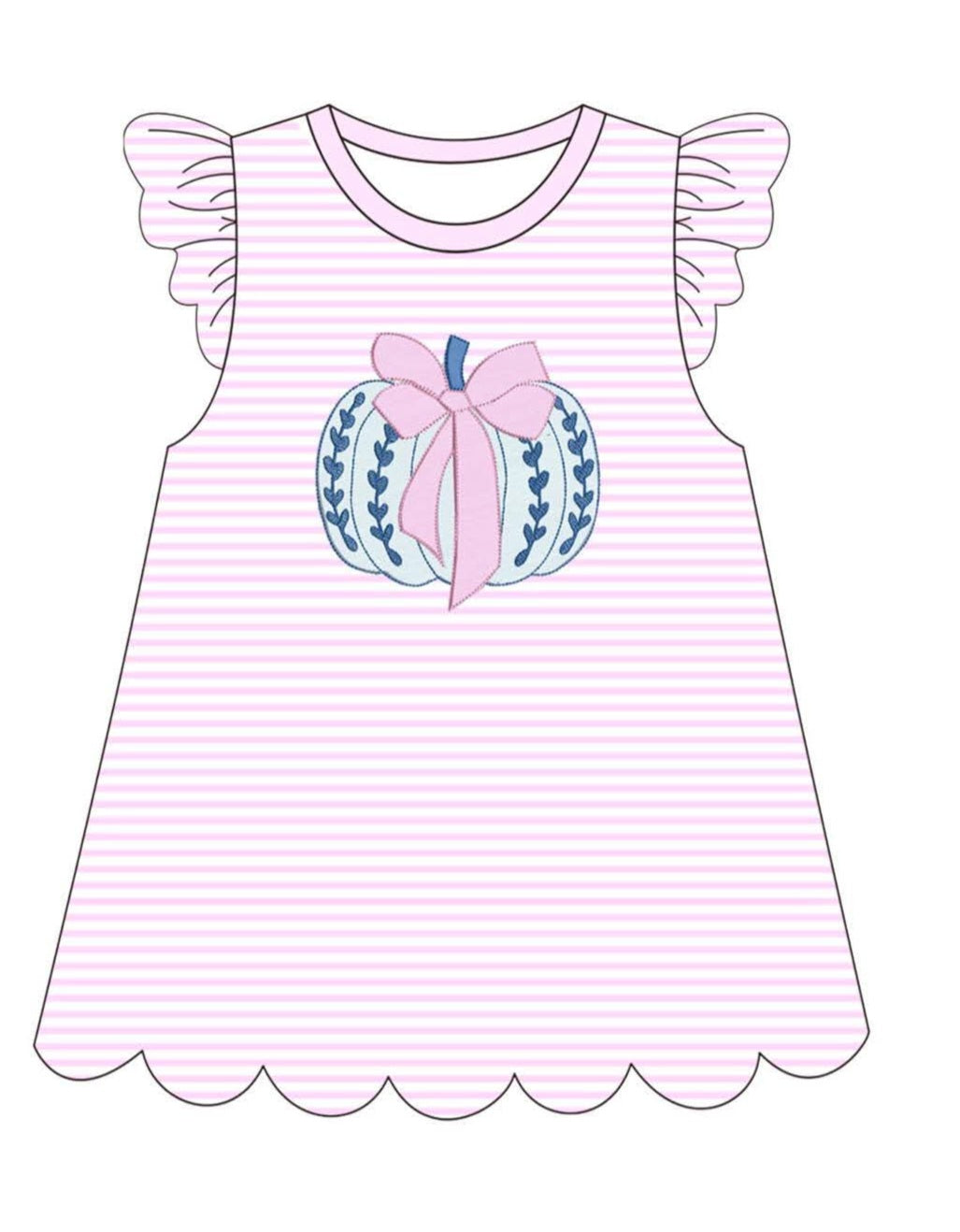 Pink Striped Pumpkin Applique Collection- Eta August Boyis