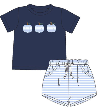 Blue Pumpkin Applique Coquette Collection- Eta August Boyis