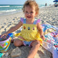 Yellow Sailboat Hand French Knot Girls Shorts Set Ambabie