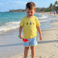 Yellow Sailboat Hand French Knot Boys Shorts Set Ambabie