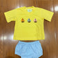 Yellow Sailboat Hand French Knot Bloomer Boy Set Ambabie