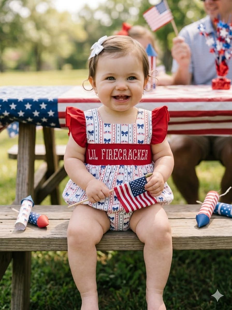 Lil Firecracker Hand Smocked Bubble Ambabie