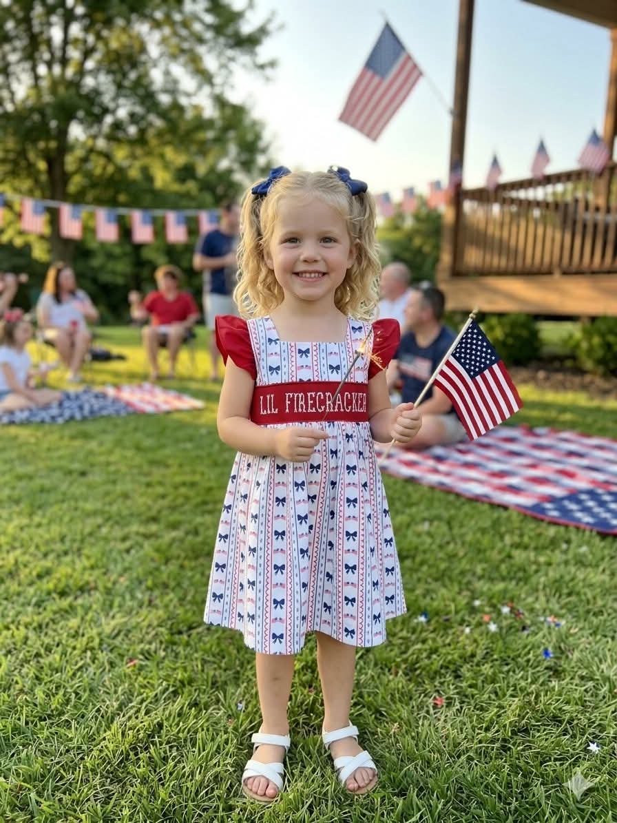 Lil Firecracker Hand Smocked Dress Ambabie