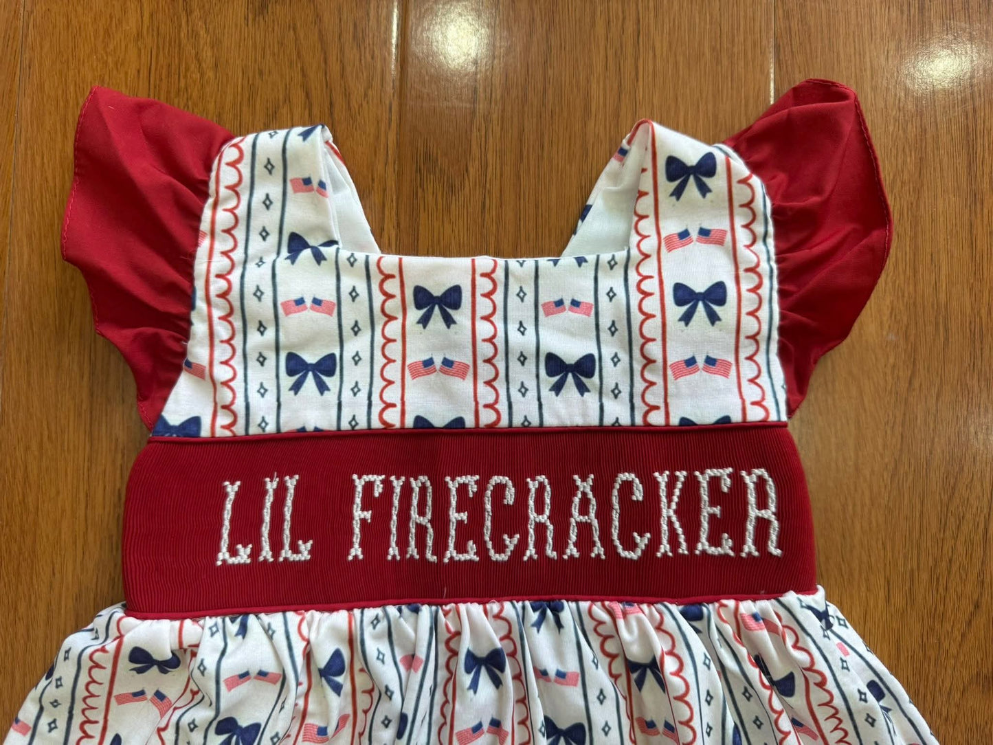 Lil Firecracker Hand Smocked Dress Ambabie