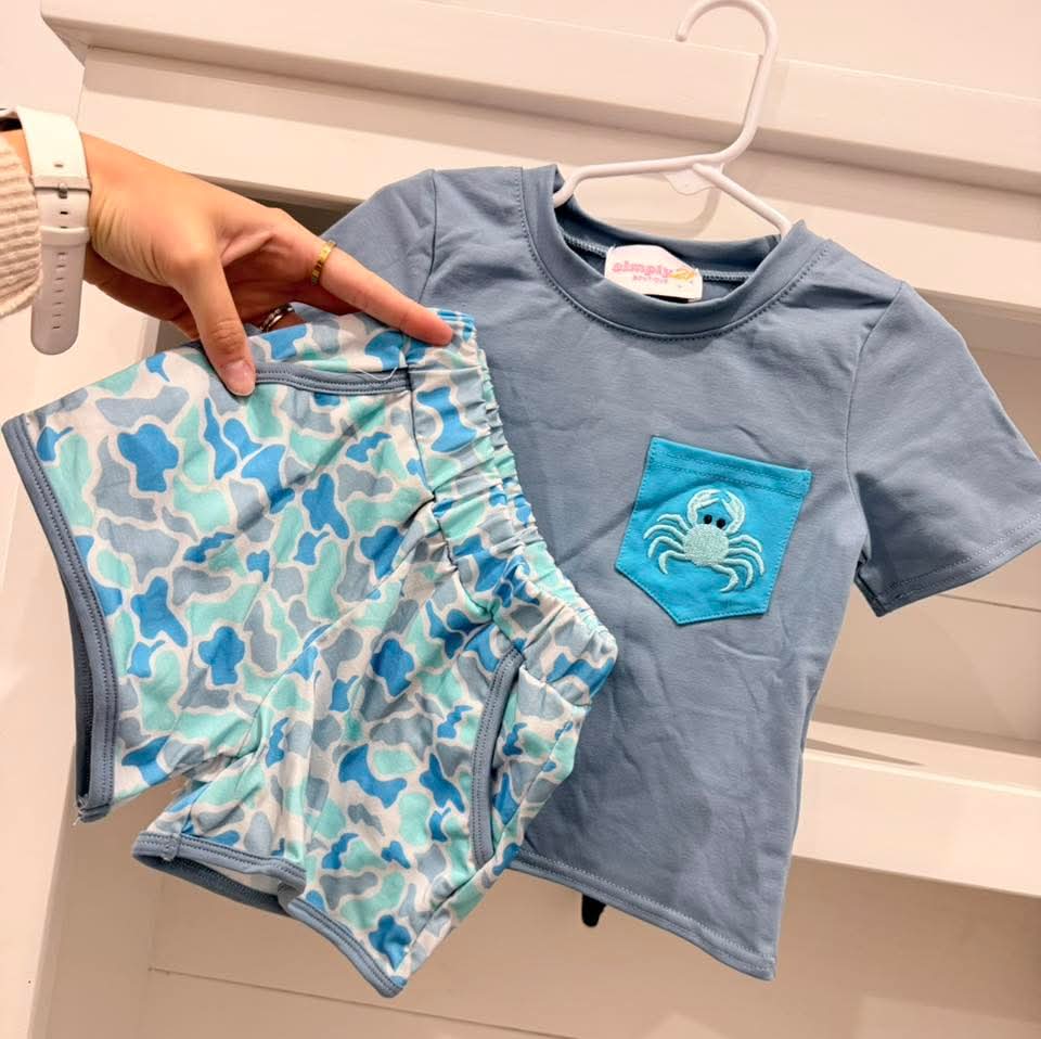 Blue Crab Camo Boy Short Set Simply21