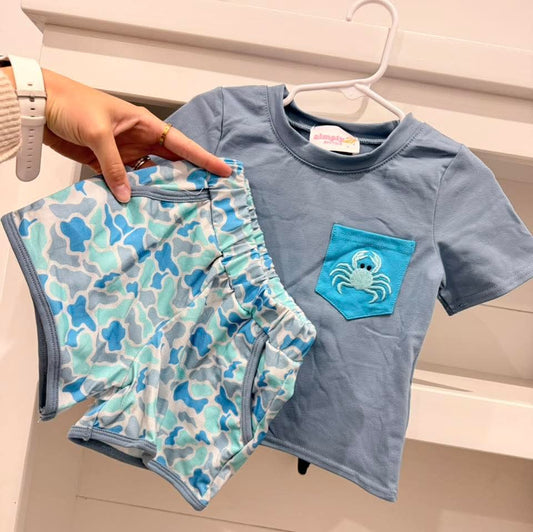 Blue Crab Camo Boy Short Set Simply21
