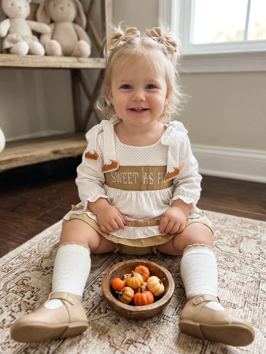 Sweet as Pie Hand French Knot Girl Bloomer Set Ambabie