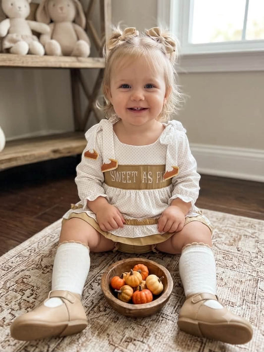 Sweet as Pie Hand French Knot Girl Bloomer Set Ambabie