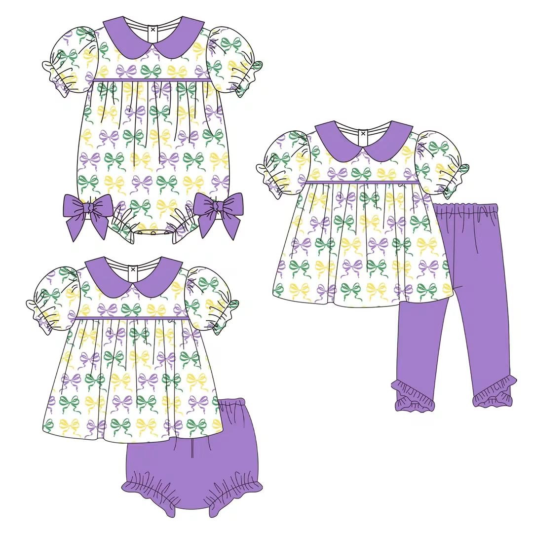 Purple Print Mardi Gras Bows Collection - ETA December Boyis