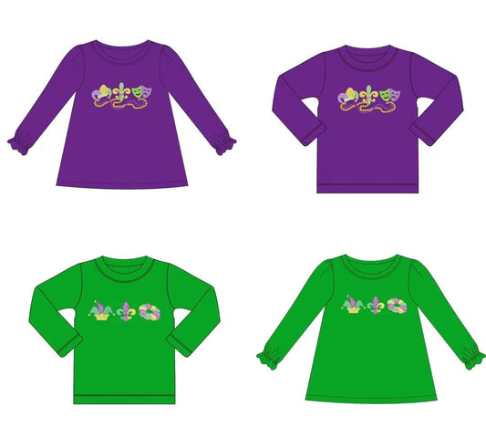 Trio Mardi Gras Purple Green Long Sleeve Shirts Collection - ETA January Boyis