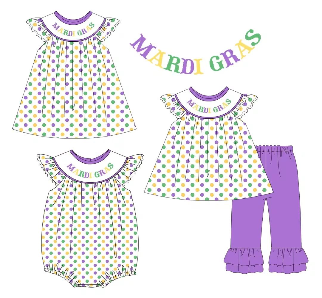 Mardi Gras Polka Dots Embroidery Collection - ETA January Boyis