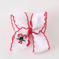 Red Candy Cane Holiday Embroidery Crotchet Edge Alligator Clip Hair Bow Honeydew
