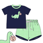 Navy Dino Applique Collection - Boy Short Set - eta July Boyis