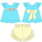 Blue Beach Sandcastle Embroidery Collection - Girl Short Set - eta July Boyis