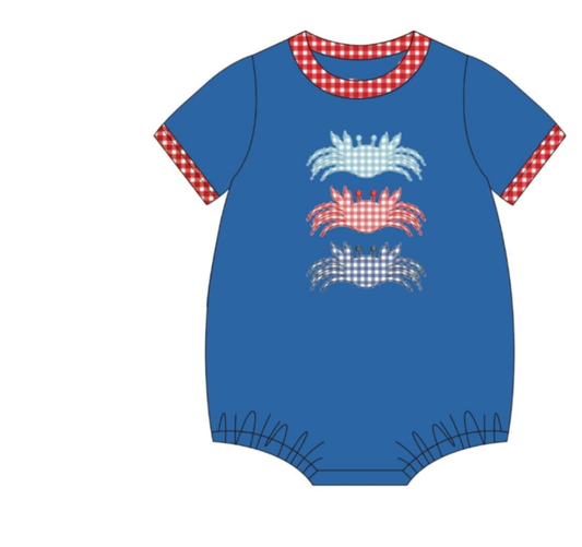 Blue Applique Crab Collection - Boy Bubble - eta July Boyis