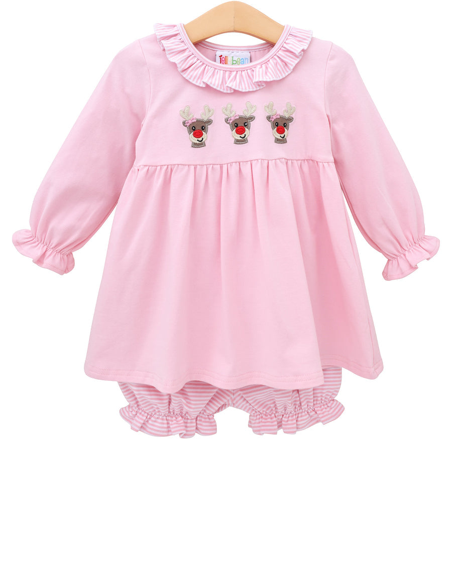 Run Run Rudolph Bloomer Set Smock Candy