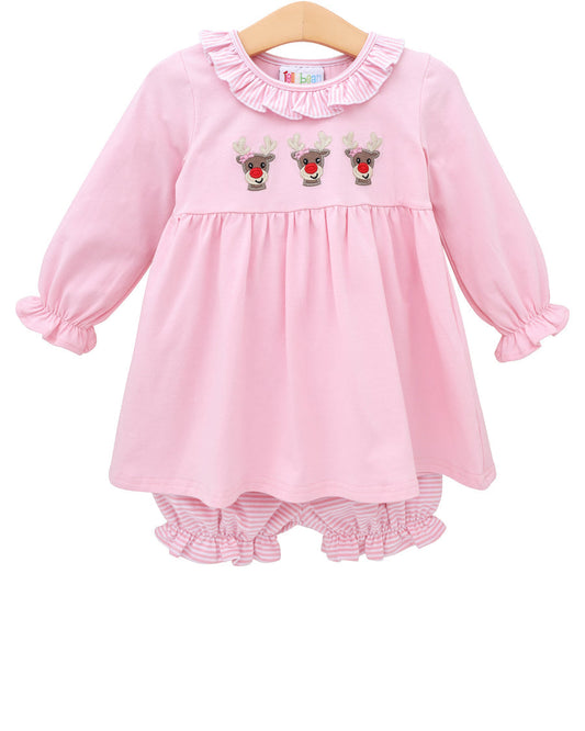 Run Run Rudolph Bloomer Set Smock Candy