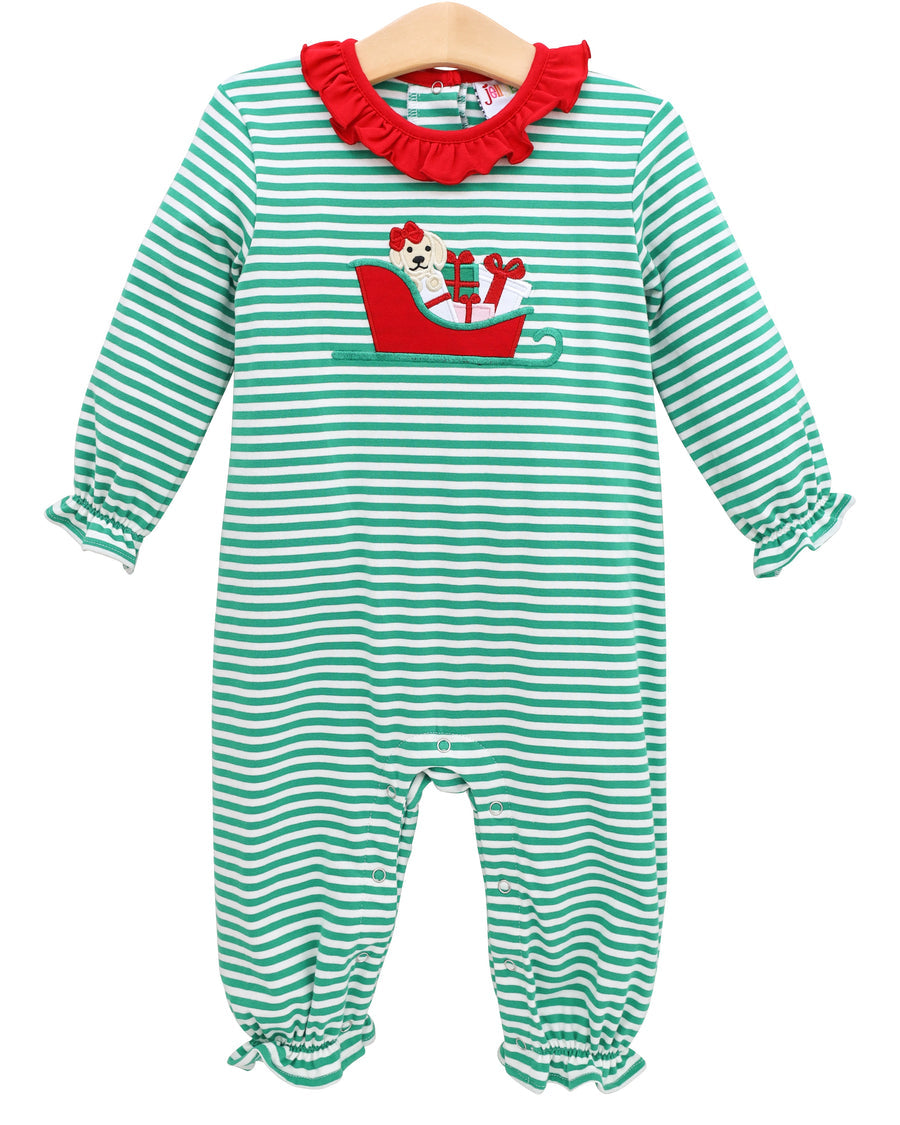 Santa Paws Ruffle Romper Smock Candy