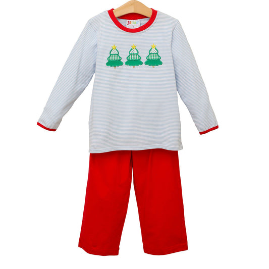 Christmas Tree Trio Pants Set Smock Candy