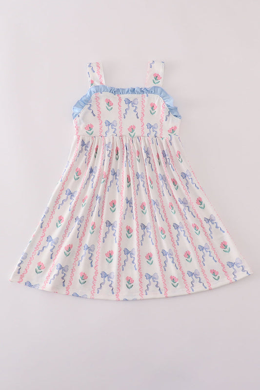 Blue Floral Print Dress Honeydew
