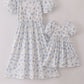 Blue Seashell Bow Girl Dress Honeydew