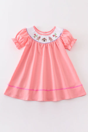 Pink Gingerbread Smocked Dress Honeydew
