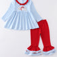 Santa Milk Cookies Applique Girl Set Honeydew
