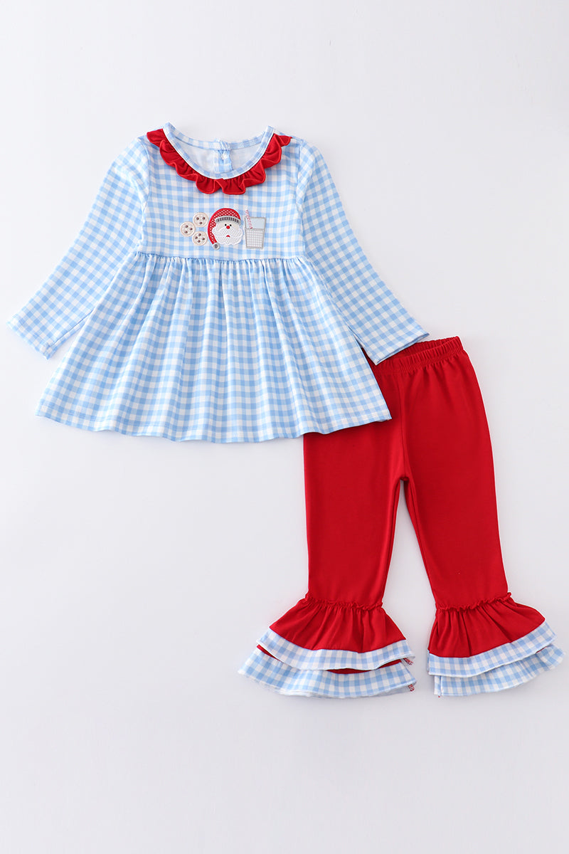 Santa Milk Cookies Applique Girl Set Honeydew