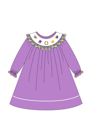 Purple Mardi Gras Embroidery Dress Magic Group