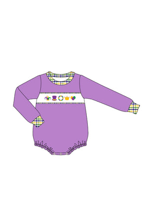 Purple Mardi Gras Embroidery Boy Romper Magic Group