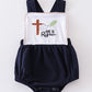 Navy Easter Cross Boy Bubble Honeydew