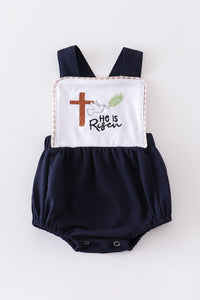 Navy Easter Cross Boy Bubble Honeydew