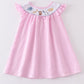 Pink Seersucker Animal Embroidery Dress Honeydew