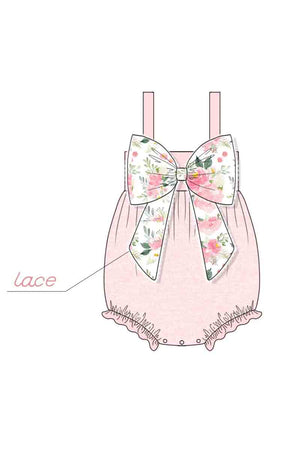 P004 - Pink Lace Floral Bow Collection Girl Bubble - eta July Magic Group
