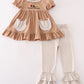 Khaki Thanksgiving God is Great Ruffle Girl Set Honeydew