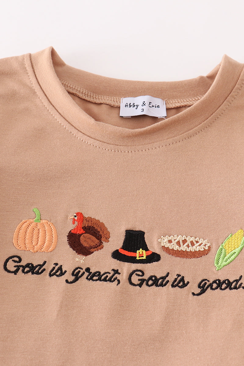 Khaki Thanksgiving God is Great Boys Set Honeydew