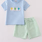 PO12- Pink Balloon Embroidery Collection - Boys Blue 2 Piece Set Magic Group