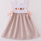 Brown Shell Starfish Embroidered Seersucker Girl Dress Honeydew