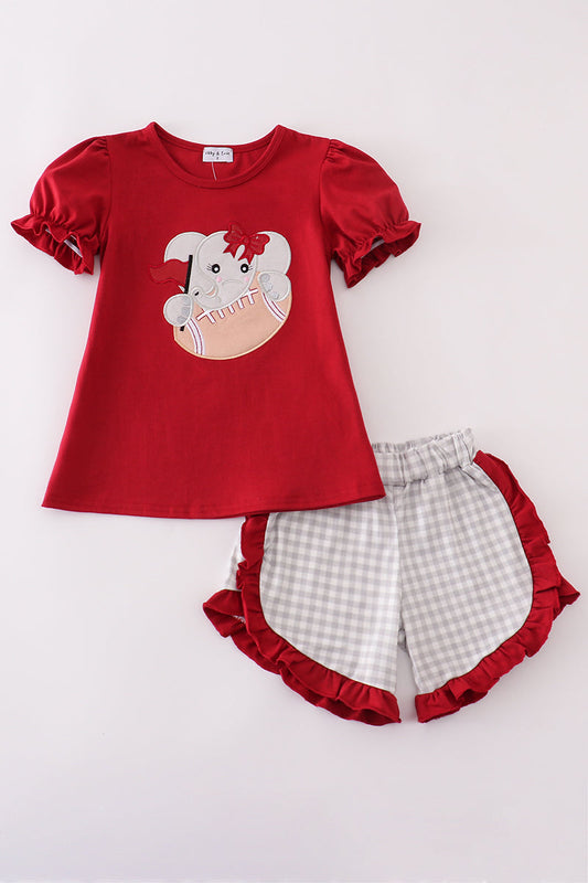 Alabama Applique Girl 2 Pc Short Set Honeydew
