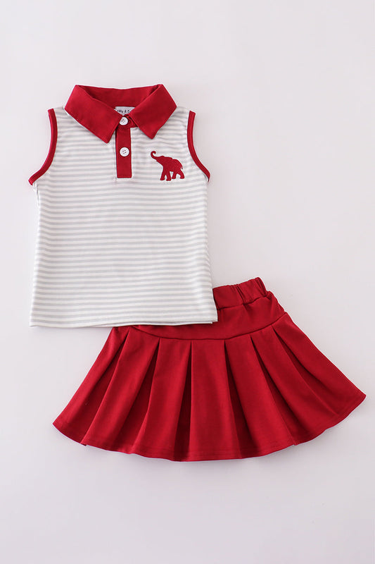 Alabama Striped Girl 2 Pc Skort Set Honeydew