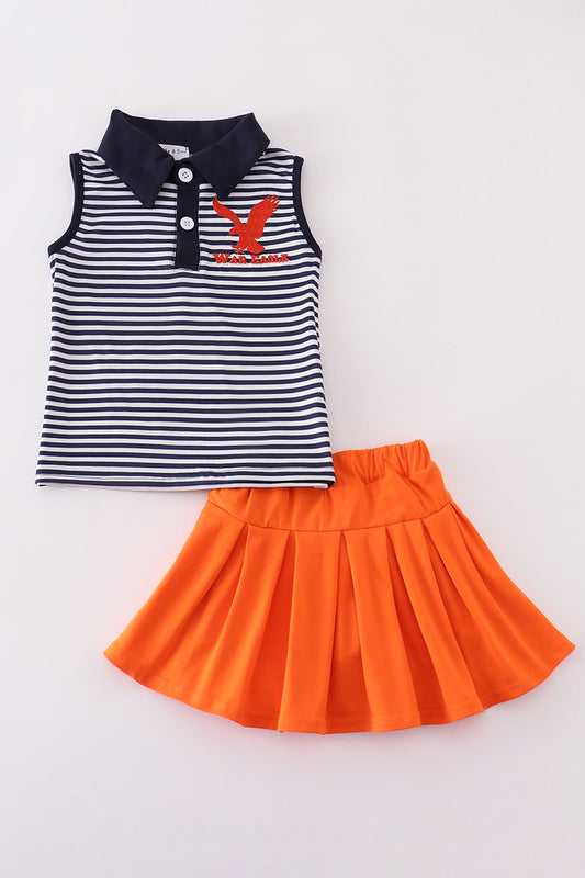 Navy Auburn Striped Girl Skort Set Honeydew