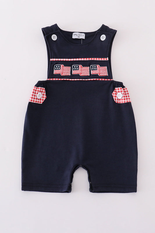 Navy Flag Embroidery Boy Jonjon Honeydew